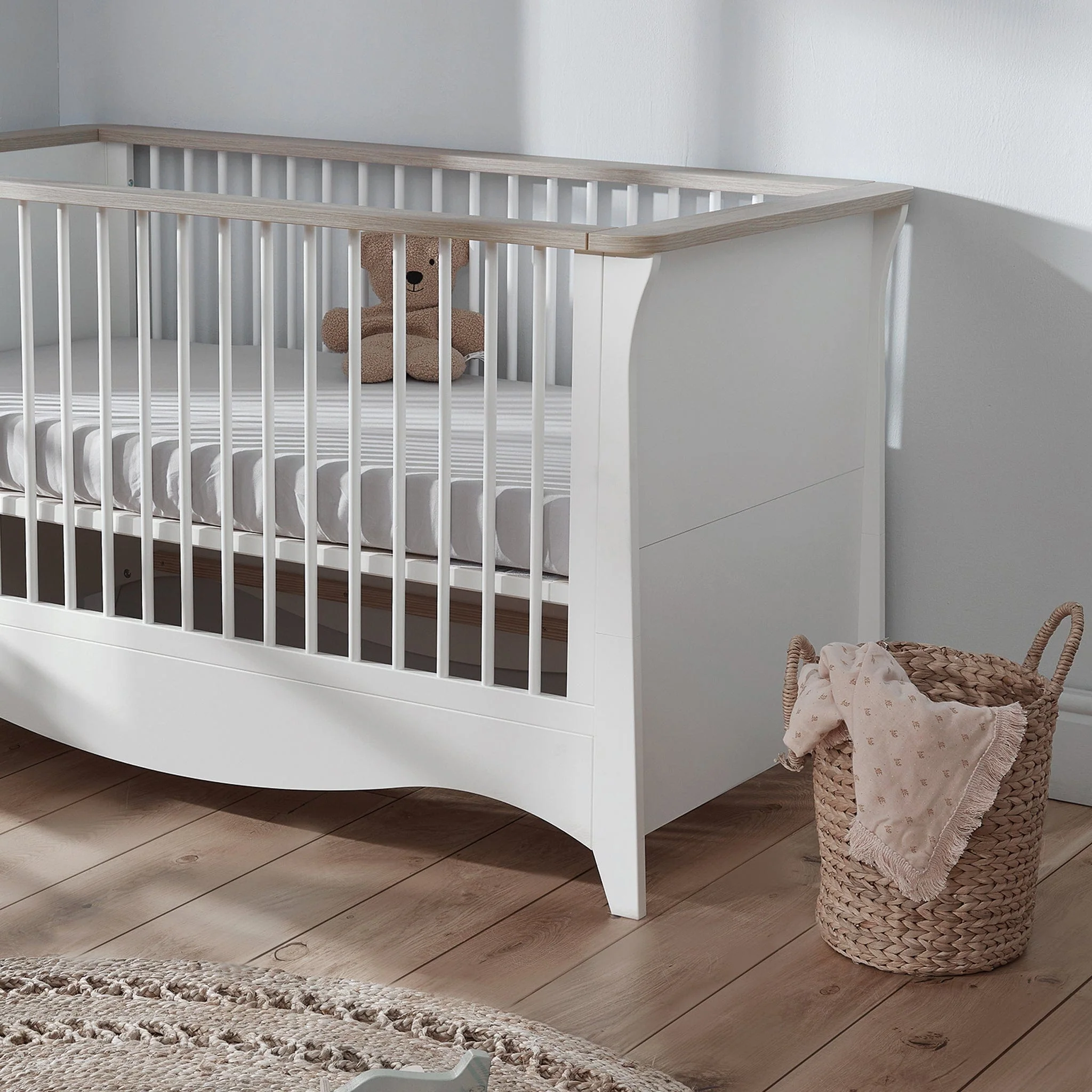 CuddleCo Clara Cot Bed - White/Ash - Image 4