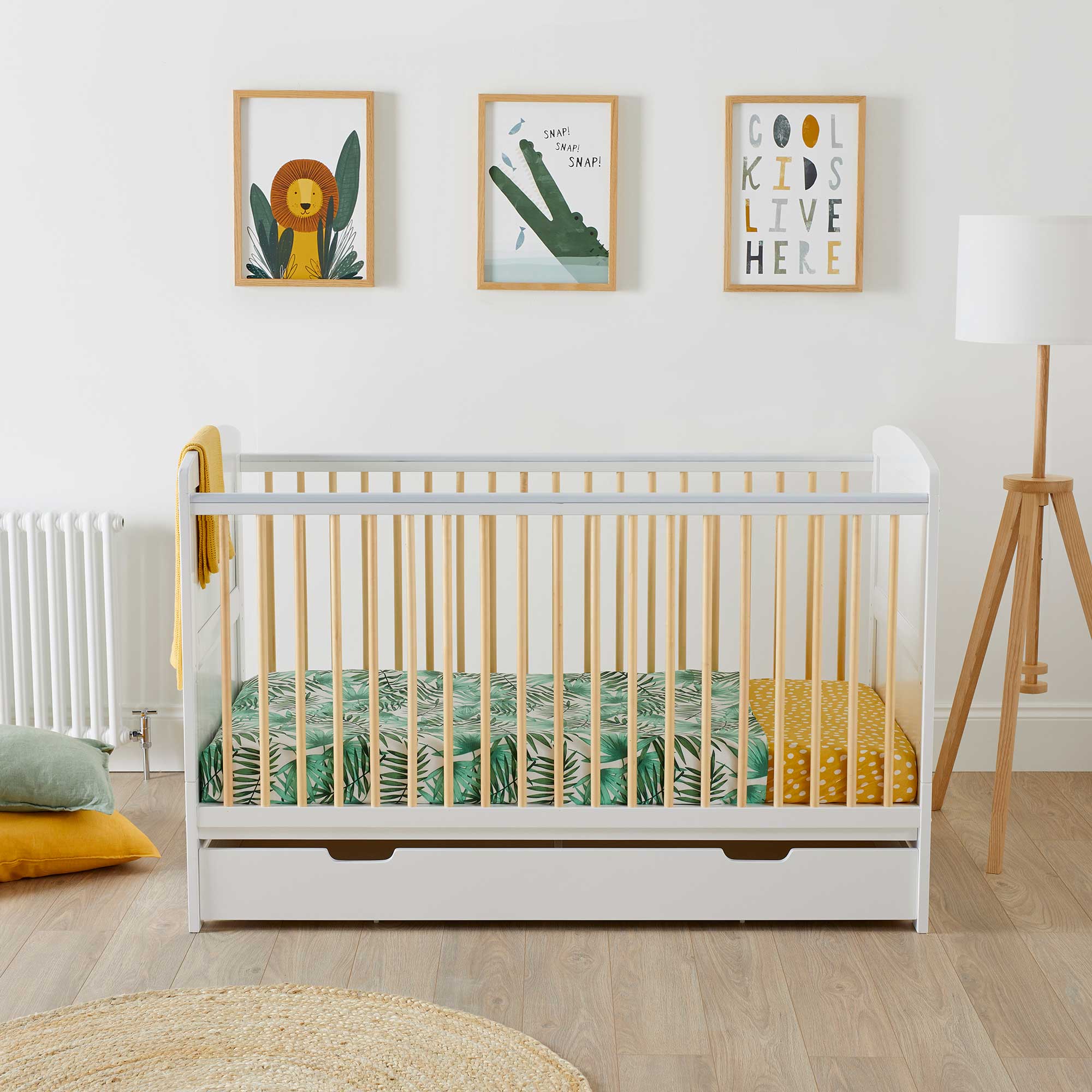 Ickle Bubba Coleby Scandi Classic Cot Bed with Under Drawer Scandi White - Image 3