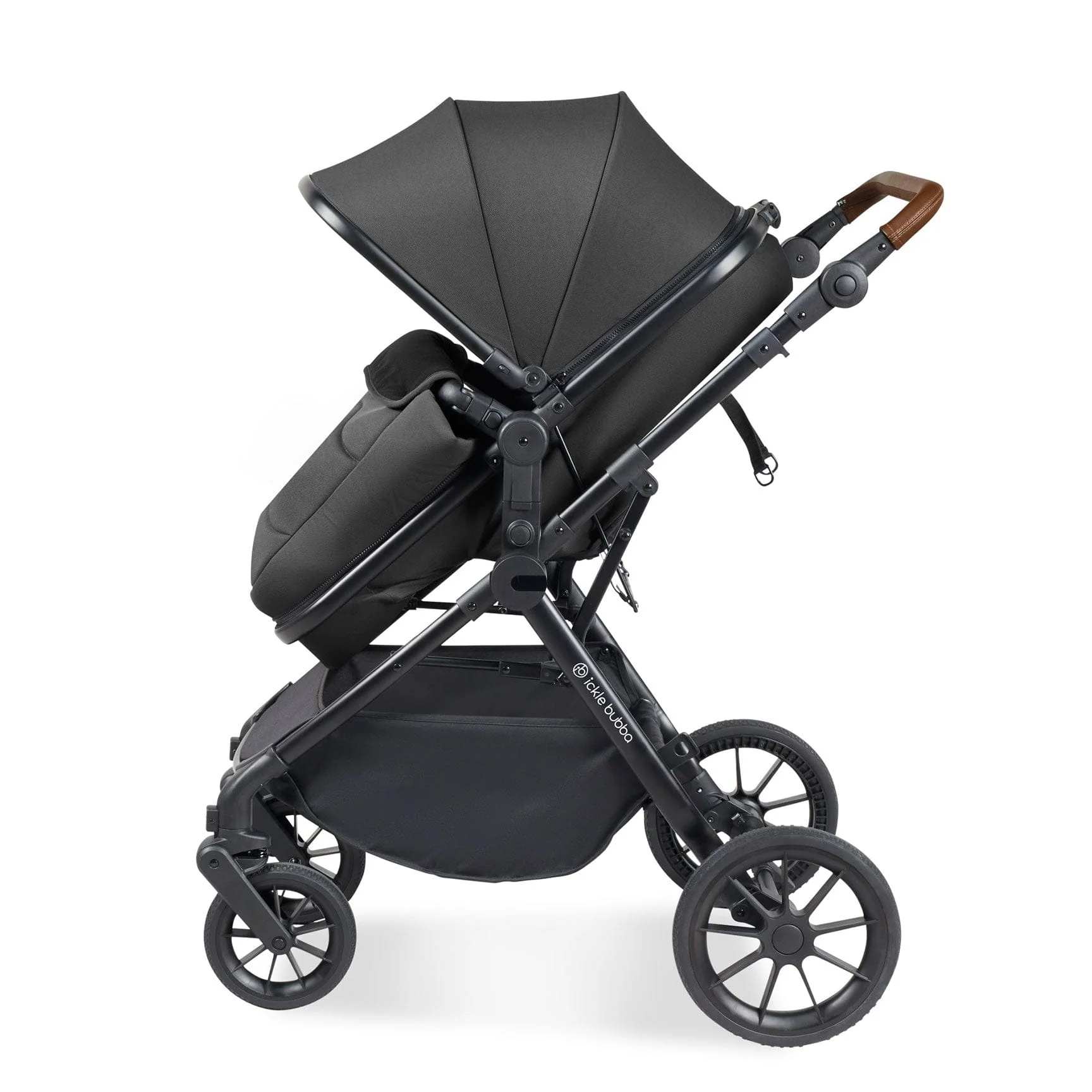 Ickle Bubba Cosmo 2 in 1 Plus Carrycot & Pushchair - Black/Graphite Grey - Image 8
