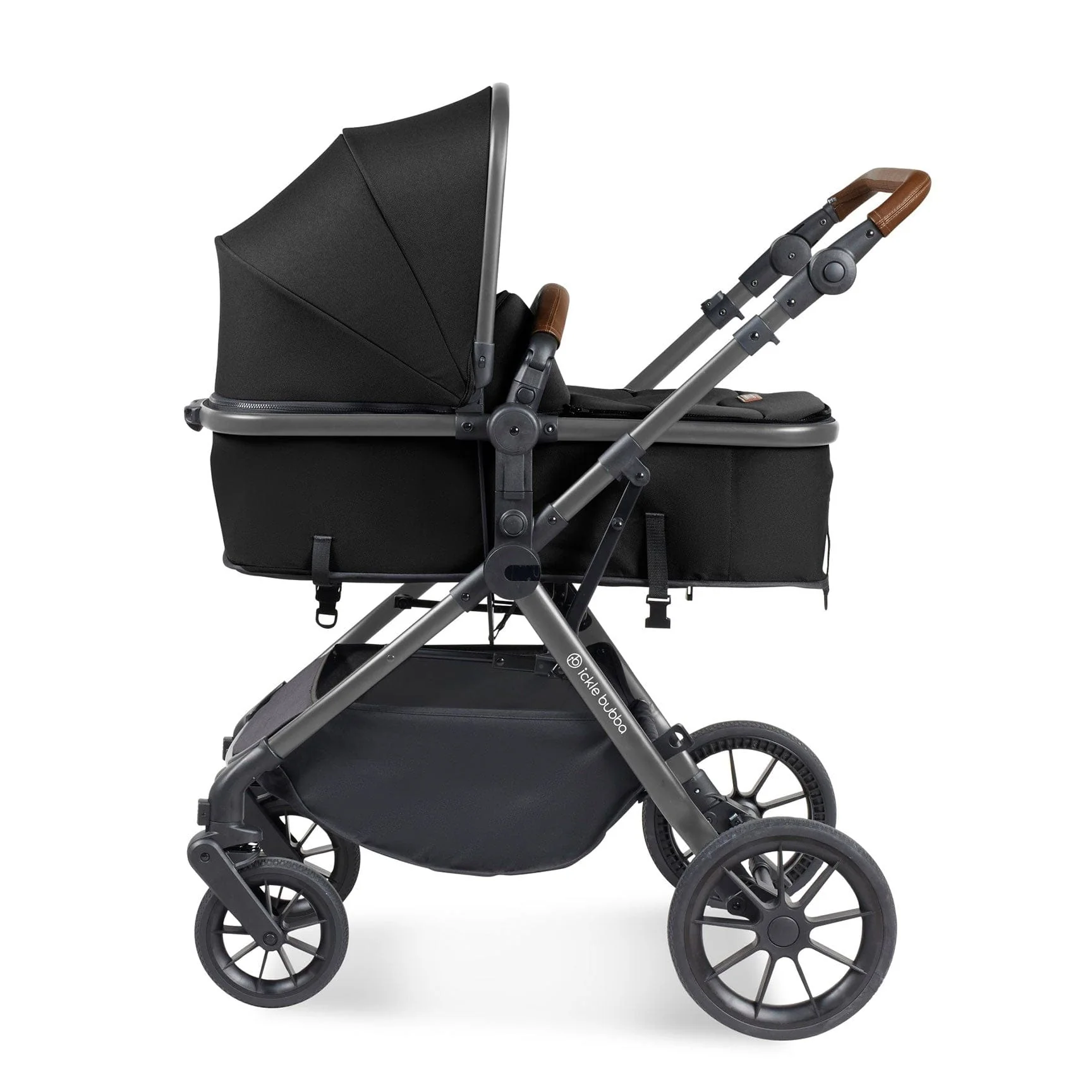 Ickle Bubba Cosmo 2 in 1 Plus Carrycot & Pushchair - Gun metal/Black - Image 3
