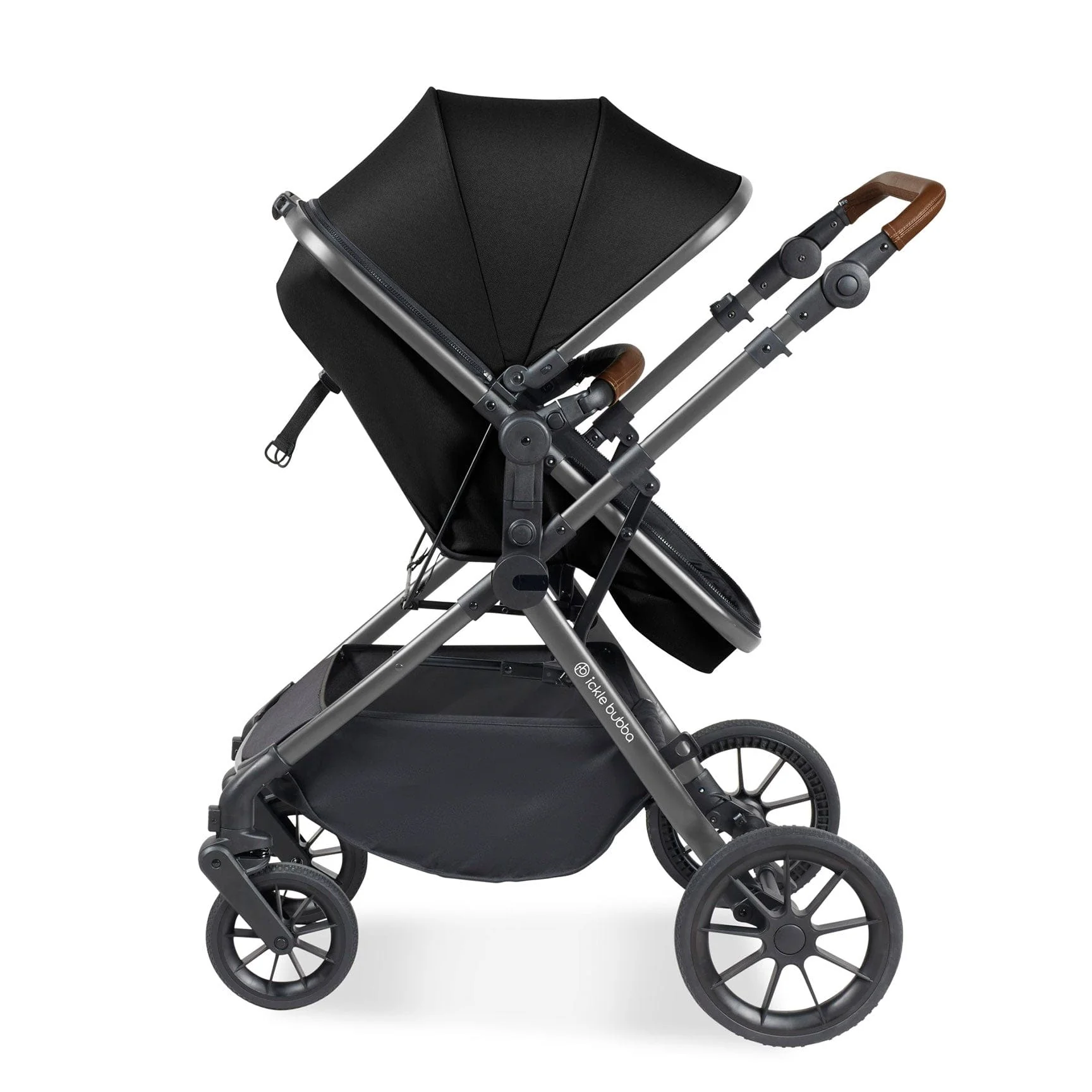 Ickle Bubba Cosmo 2 in 1 Plus Carrycot & Pushchair - Gun metal/Black - Image 7