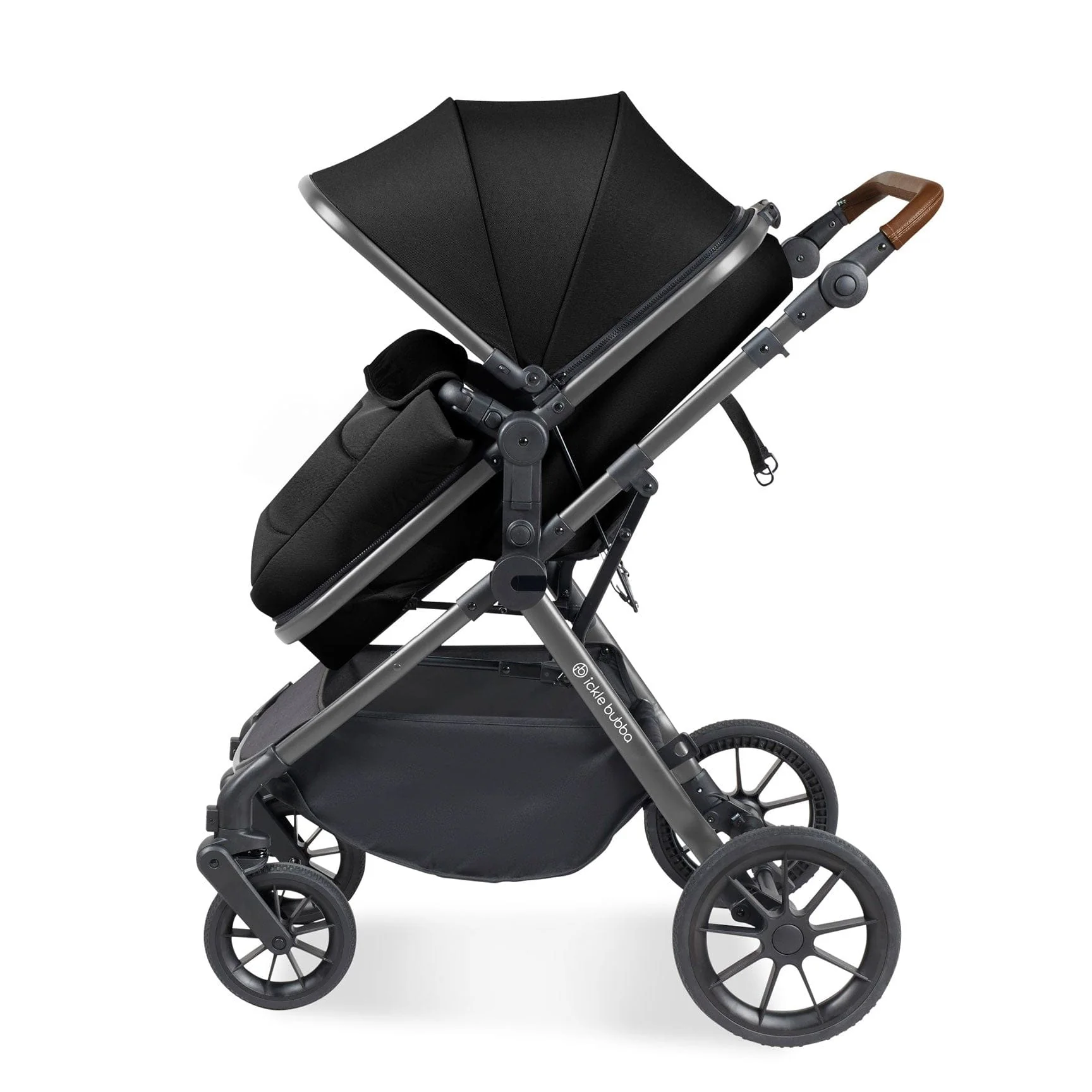 Ickle Bubba Cosmo 2 in 1 Plus Carrycot & Pushchair - Gun metal/Black - Image 8