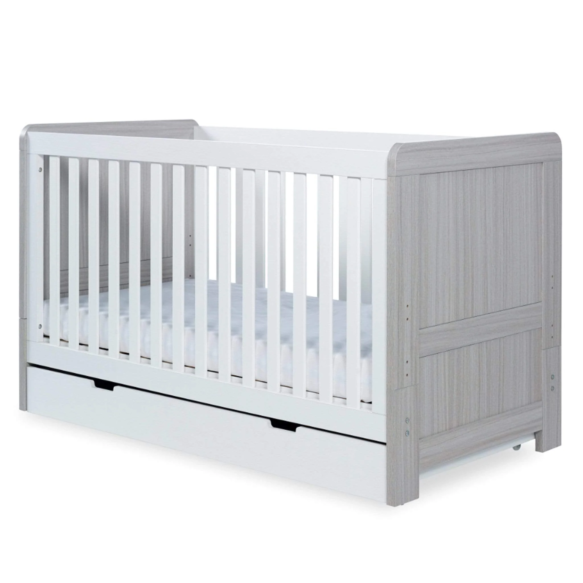 Ickle Bubba Pembrey Cotbed & Under Drawer Ash Grey & White - Image 4