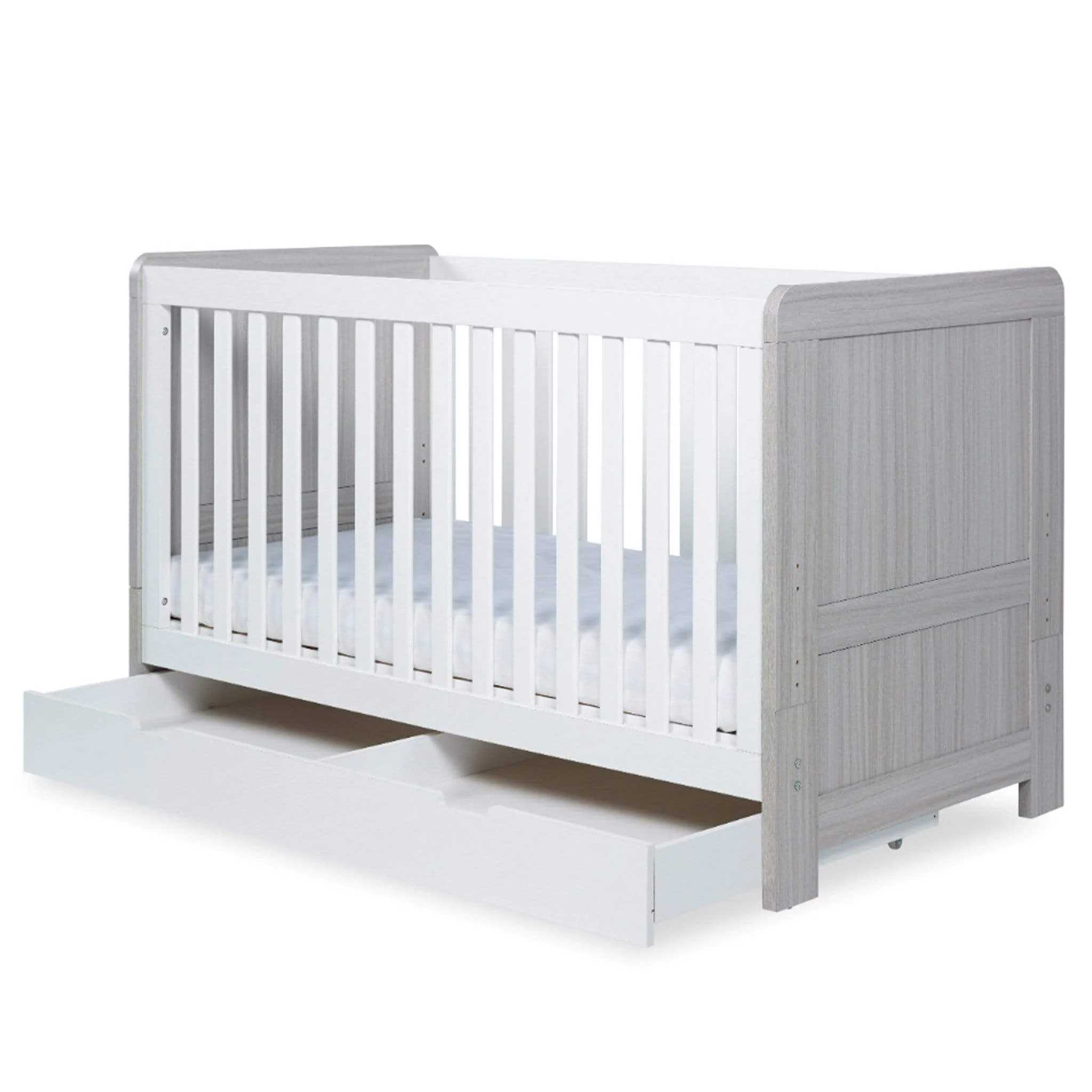 Ickle Bubba Pembrey Cotbed & Under Drawer Ash Grey & White - Image 5