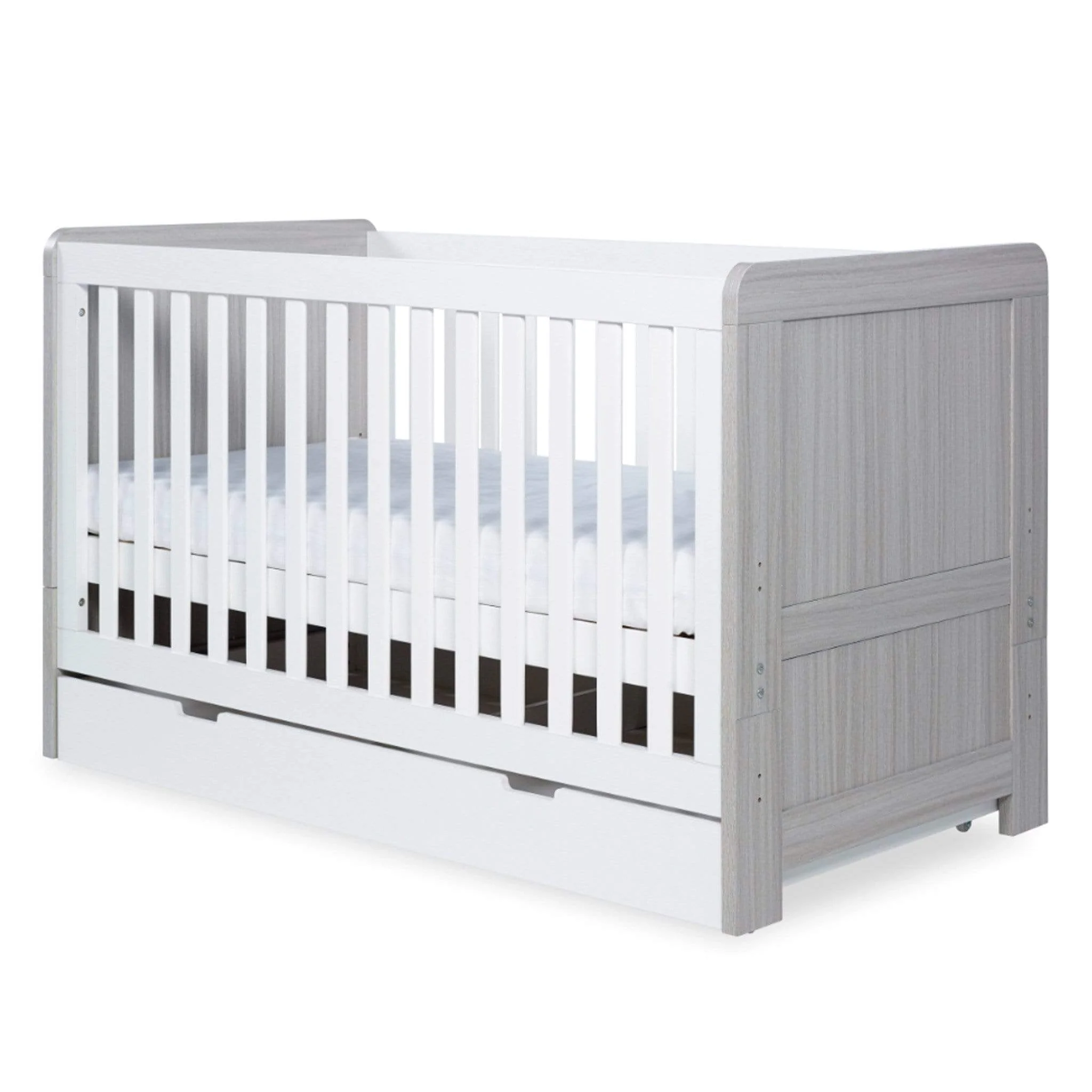 Ickle Bubba Pembrey Cotbed & Under Drawer Ash Grey & White - Image 6