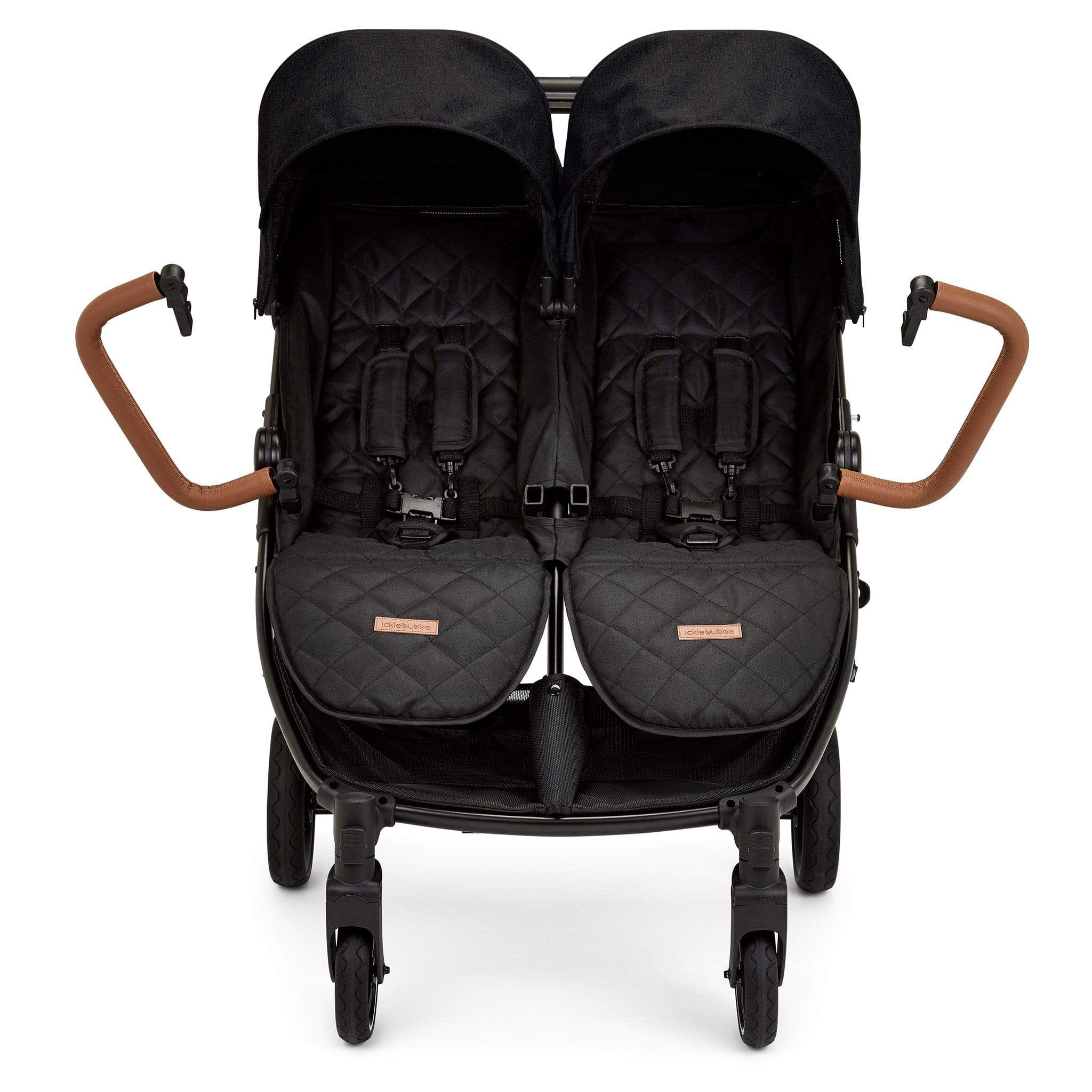 Ickle Bubba Venus Double Stroller - Black/Black/Tan - Image 3