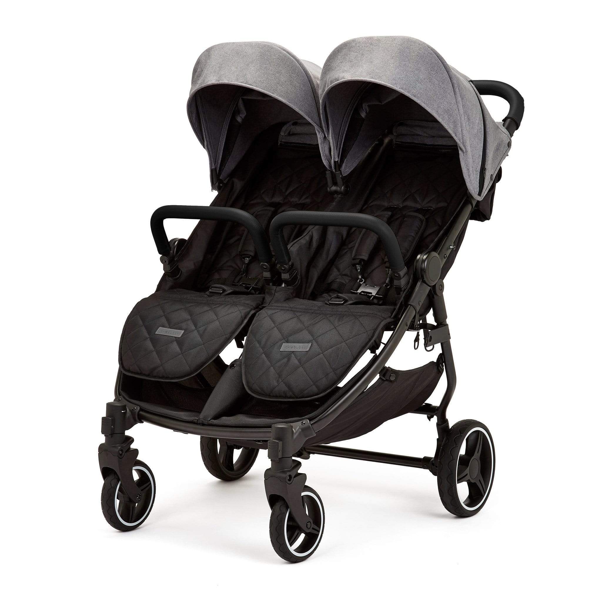 Ickle Bubba Venus Max Double Stroller - Black/Space Grey/Black - Image 3