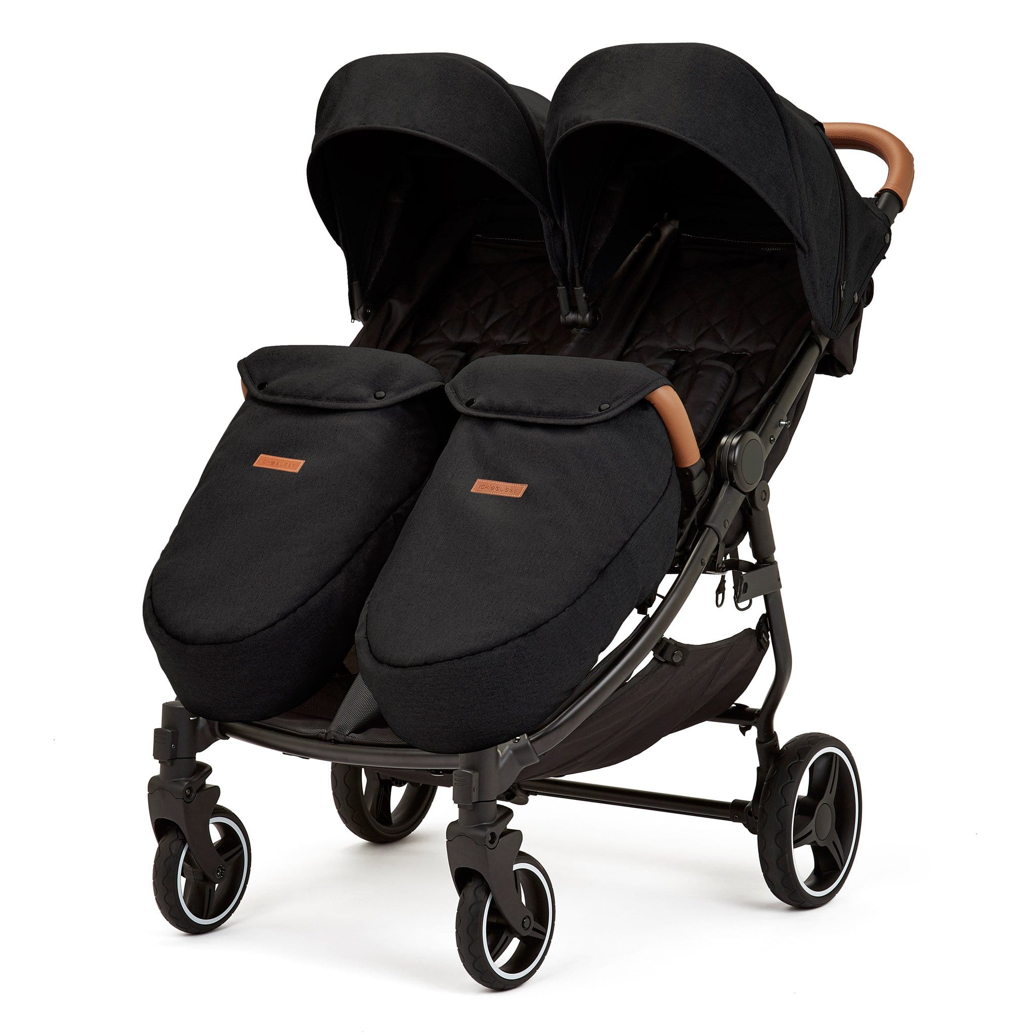 Ickle Bubba Venus Prime Double Stroller - Black/Black/Tan - Image 5