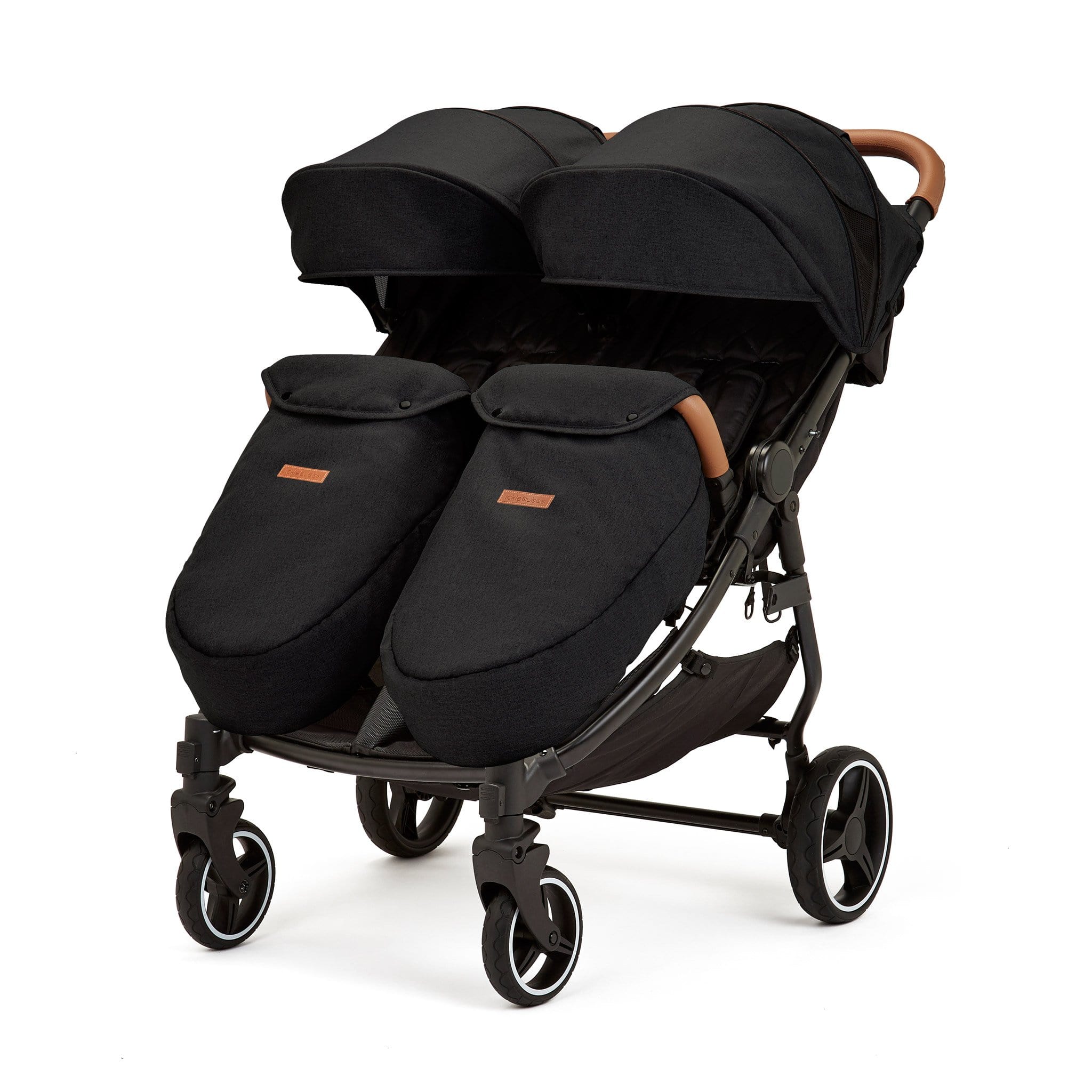 Ickle Bubba Venus Prime Double Stroller - Black/Black/Tan - Image 8